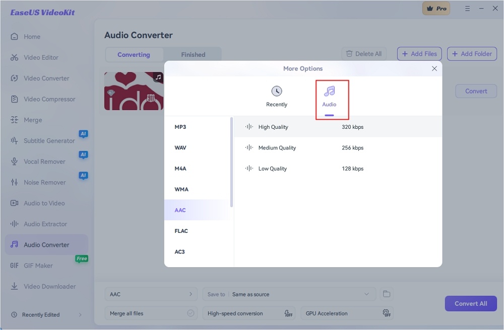 audio setting